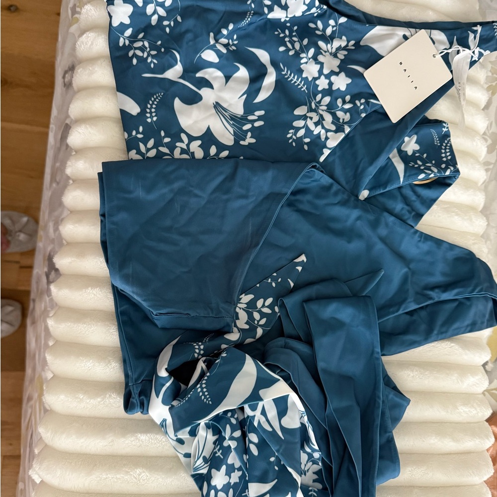 Bahia Floral Blue and White Reversible swimsuit - Size 16